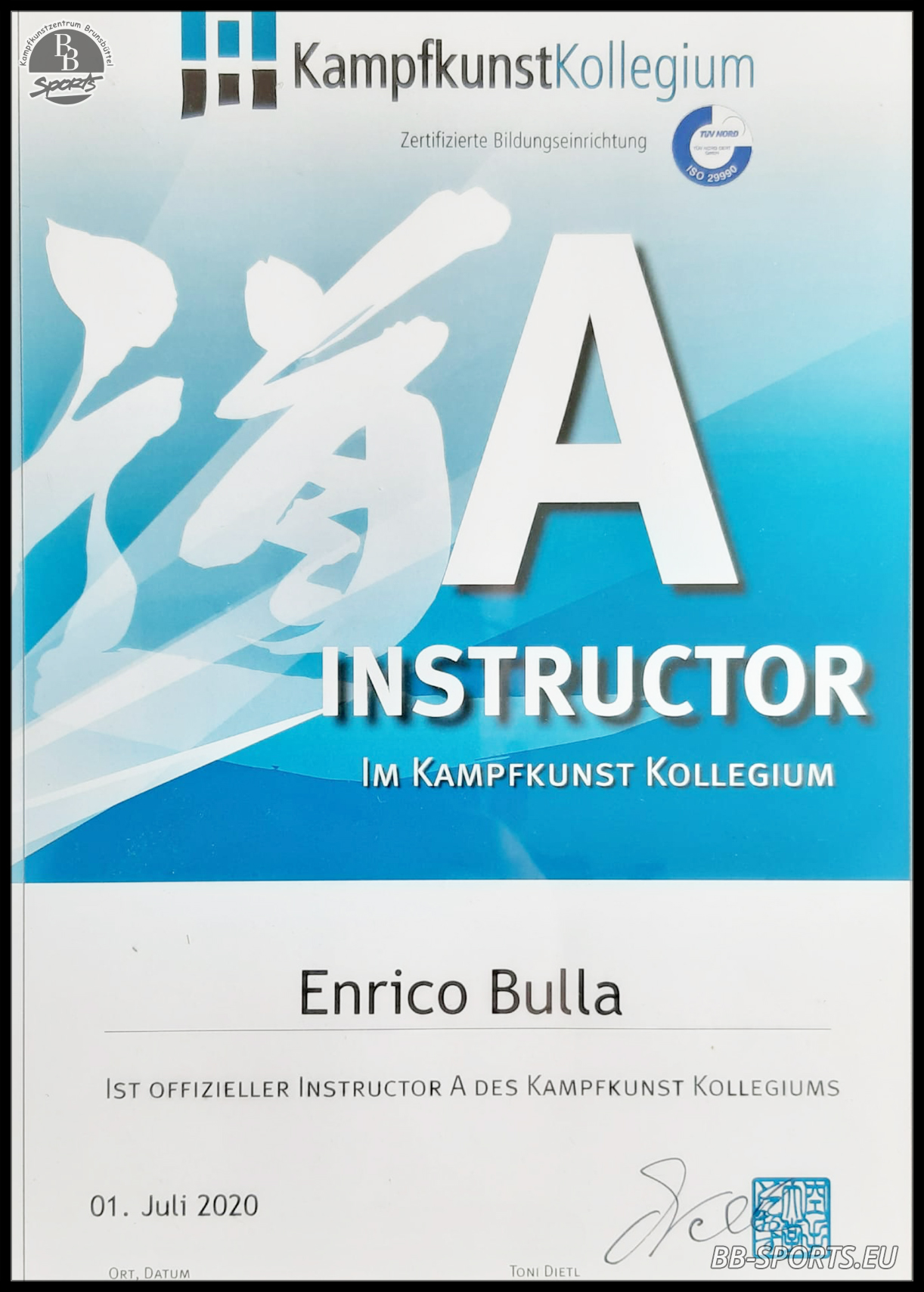 Instructor A - Kampfkunst Zertifikat